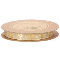 Artikel Dekoband aus Polyester mit Hirschmotiv 15mm x 15m in Braun-Gold für Weihnachtsdekorationen