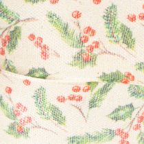 Artikel Dekoband mit Stechpalmen und Beeren Polyester 25mm 18m Beige Grün Rot Innenbereich