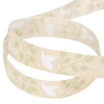 Artikel Schleifenband aus Polyester Beige mit christlichen Symbolen 25mm 20m