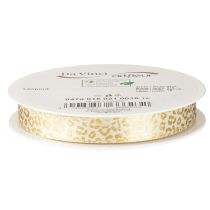 Artikel Seidenband Leopardenmuster Creme Gold 15mm x 18m für Geschenk- und Dekorationszwecke