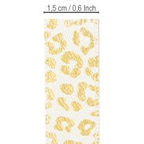 Artikel Seidenband Leopardenmuster Creme Gold 15mm x 18m für Geschenk- und Dekorationszwecke