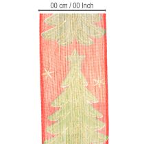 Artikel Geschenkband Stoff 40mm 15m Tannenbaum und Sterne Rot Grün Gold
