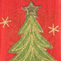 Artikel Geschenkband Stoff 40mm 15m Tannenbaum und Sterne Rot Grün Gold