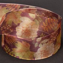 Artikel Organzaband mit floralem Muster in Herbstfarben 40mm x 15m