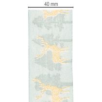 Artikel Stoffgeschenkband mit Rentier- und Tannenbaum-Motiv 40 mm x 18 m hellblau