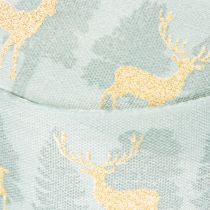 Artikel Stoffgeschenkband mit Rentier- und Tannenbaum-Motiv 40 mm x 18 m hellblau