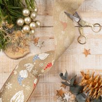 Artikel Dekoband Weihnachtswichtel Jute-Optik 60 mm 10 m Braun Bunt