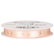 Artikel Geschenkband aus Polyester mit goldenen Schleifen 15mm x 18m Rosa