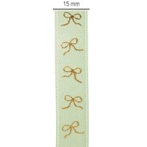 Artikel Dekoband aus Polyester in Mintgrün mit goldenen Schleifen 15mm x 18m