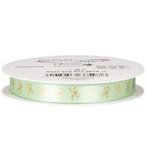 Artikel Dekoband aus Polyester in Mintgrün mit goldenen Schleifen 15mm x 18m