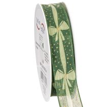 Artikel Geschenkband Stoffband grün mit Schleifenmuster 25mm x 18m für Dekoration und Geschenke