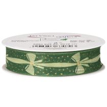 Artikel Geschenkband Stoffband grün mit Schleifenmuster 25mm x 18m für Dekoration und Geschenke