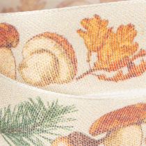 Artikel Dekoband aus Polyester 25mm x 18m Pilze und Herbstlaub Beige