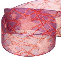 Artikel Organzaband Sterne glitzernd 40 mm x 15 m lila-rot