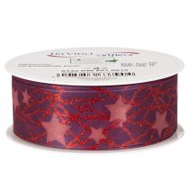 Artikel Organzaband Sterne glitzernd 40 mm x 15 m lila-rot