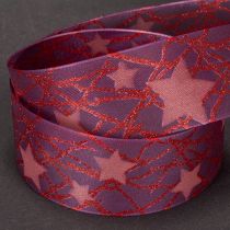 Artikel Organzaband Sterne glitzernd 40 mm x 15 m lila-rot