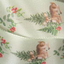 Artikel Dekoband aus Seide Reh-Motiv Wald und Blumen 40mm 15m