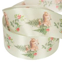 Artikel Dekoband aus Seide Reh-Motiv Wald und Blumen 40mm 15m