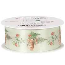 Artikel Dekoband aus Seide Reh-Motiv Wald und Blumen 40mm 15m
