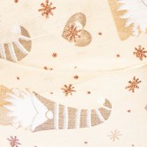Artikel Dekoband Stoff beige mit Wichteln und Herzen 40mm x 15m für Weihnachtsdekoration