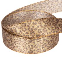 Artikel Geschenkband Leopard-Muster Kunstseide 25mm x 20m Braun-Gold