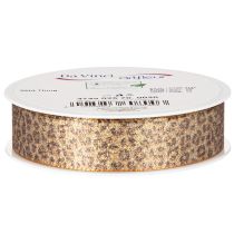 Artikel Geschenkband Leopard-Muster Kunstseide 25mm x 20m Braun-Gold