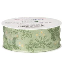 Artikel Geschenkband Stechpalme und Mistel Grün 40 mm x 15 m Polyester