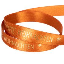 Artikel Geschenkband Stoff Orange mit Aufschrift Weihnachten 15mm x 18m