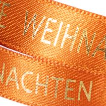 Artikel Geschenkband Stoff Orange mit Aufschrift Weihnachten 15mm x 18m