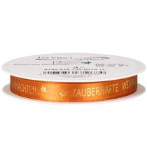 Artikel Geschenkband Stoff Orange mit Aufschrift Weihnachten 15mm x 18m
