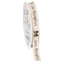 Artikel Geschenkband Polyester Beige Aufdruck Eine Kleinigkeit 15 mm 18 m