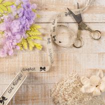 Artikel Geschenkband Polyester Beige Aufdruck Eine Kleinigkeit 15 mm 18 m