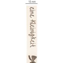 Artikel Geschenkband Polyester Beige Aufdruck Eine Kleinigkeit 15 mm 18 m