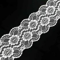 Spitzenband Floral, Tischläufer, Hochzeitsdeko, Schmuckband Weiß 70mm 15m
