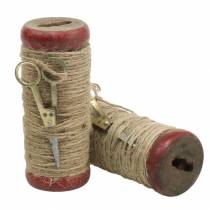 Artikel Garnspule mit Deko-Schere Ø6,5cm H15cm 2St Vintage-Stil
