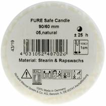 Artikel PURE Stumpenkerze Stearin-Rapswachs Weiss 90x60mm