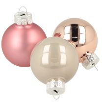 Artikel Baumschmuck Weihnachtskugeln Glas Rosa Grau Ø4cm 24 St