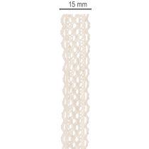 Artikel Spitzenband aus Baumwolle 15 mm breit und 10 m lang in Creme für Dekoration und Handarbeit