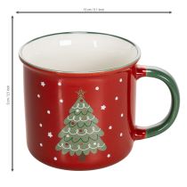 Artikel Keramiktasse 9cm Rot mit Tannenbaum-Motiv für heisse Getränke