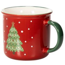 Artikel Keramiktasse 9cm Rot mit Tannenbaum-Motiv für heisse Getränke