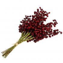 Artikel Roter Beerenpick aus Kunststoff und Bast 23cm, 12 Stück