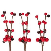 Artikel Künstlicher Zweig mit roten Beeren Kunststoff 15 cm 6 Stück
