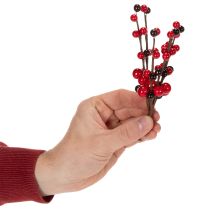Artikel Künstlicher Zweig mit roten Beeren Kunststoff 15 cm 6 Stück