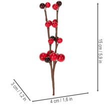 Artikel Künstlicher Zweig mit roten Beeren Kunststoff 15 cm 6 Stück