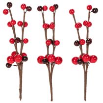 Artikel Künstlicher Zweig mit roten Beeren Kunststoff 15 cm 6 Stück
