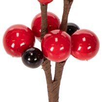 Artikel Künstlicher Zweig mit roten Beeren Kunststoff 15 cm 6 Stück