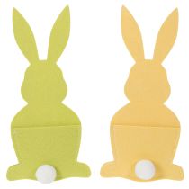 Artikel Bestecktasche Filz Hase Osterdeko 26cm Gelb/Grün 4er-Set