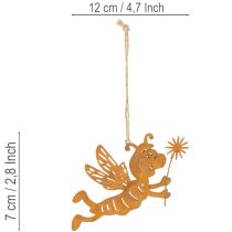 Artikel Biene zum Aufhängen aus Metall, Rost-Optik, 12 cm, für Innen- und Aussendekoration, 6 Stück