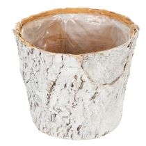 Artikel Pflanzentopf aus Birkenrinde mit Folienauskleidung 12 cm weiss rustikale Dekoration 4er-Set