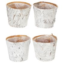 Artikel Pflanzentopf aus Birkenrinde mit Folienauskleidung 12 cm weiss rustikale Dekoration 4er-Set